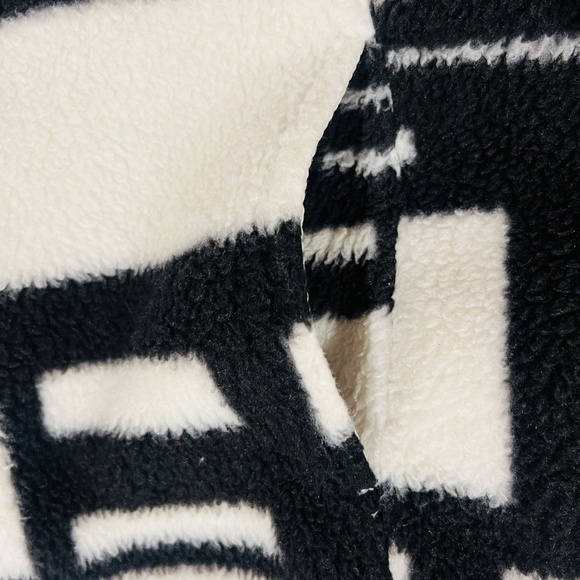 Men's Faux Sherpa fleece Sherling Trucker Jacket geometric streetwear Y2K 2XL - Picture 11 of 16